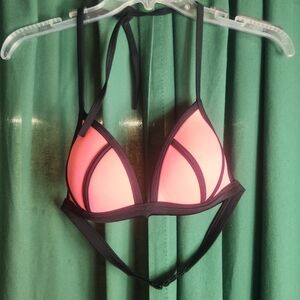 NWT WB 2-Piece Neon Pink and Black Bikini  Size Medium